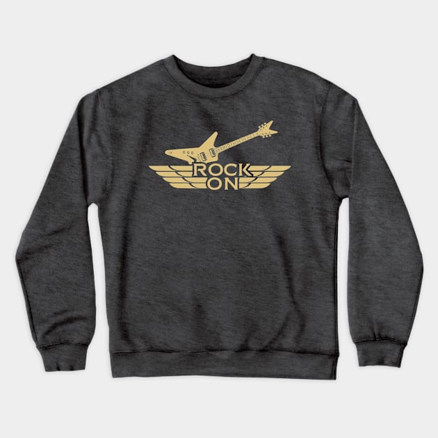 One Star Guitar, Rock On Crewneck Sweatshirt by onestarguitar